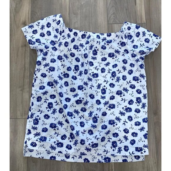 Banana Republic Factory Blue and White Floral Off the Shoulder Top Size XS - Picture 4 of 12